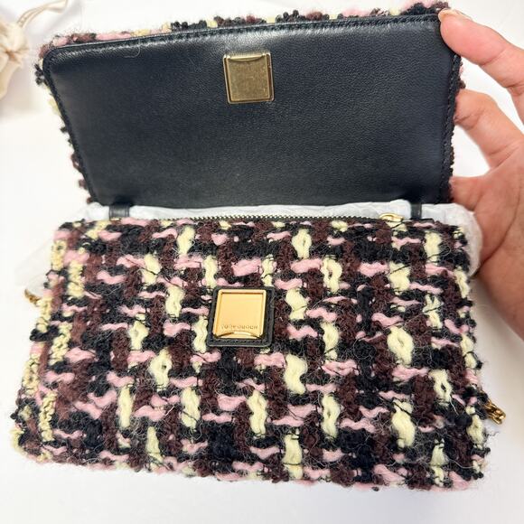 Tory Burch New Mini Kira Tweed Top Handle Chain Wallet Crossbody - Picture 10 of 16